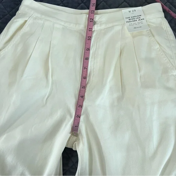 Madewell The Harlow Wide Leg Trouser Jean Size 29 Cream High Rise Relaxed Fit CL - Picture 10 of 14